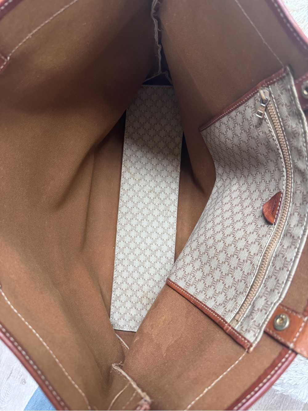 Vintage Celine Triomphe Brown Monogram Canvas Tote Bag - Picture 8 of 9
